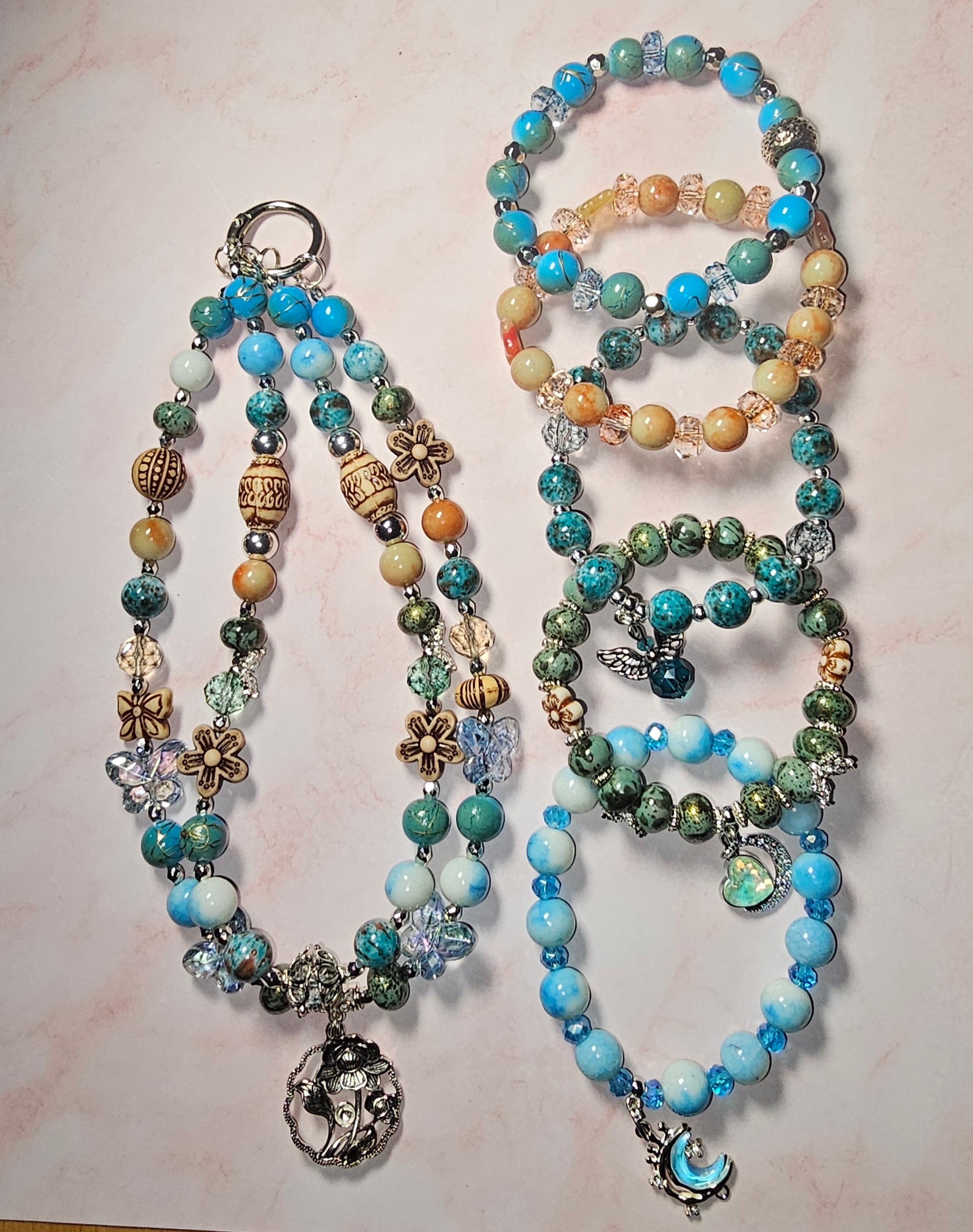 Handmade beaded keychains sets