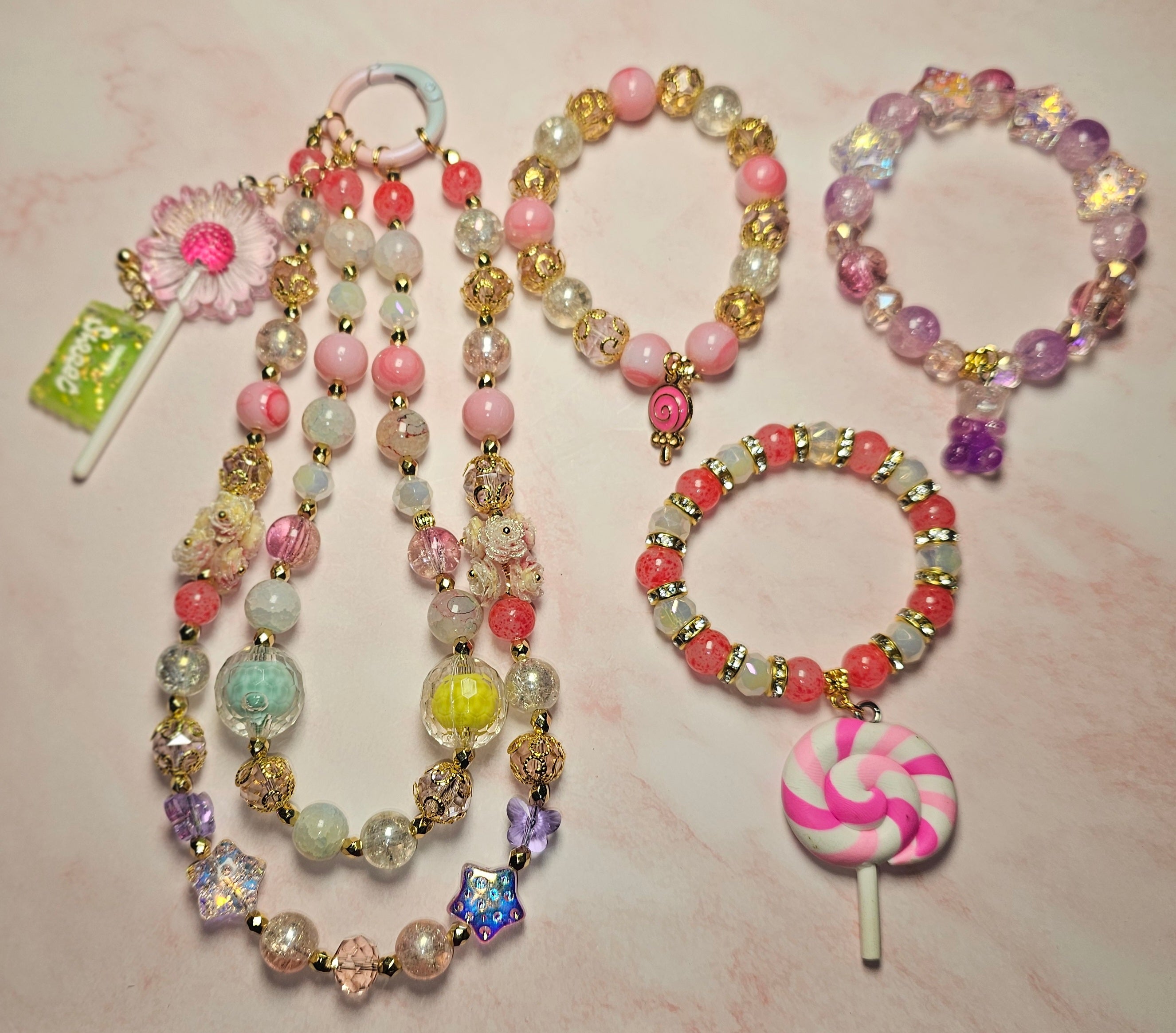 Kiddie handmade bracelets/ keychain sets